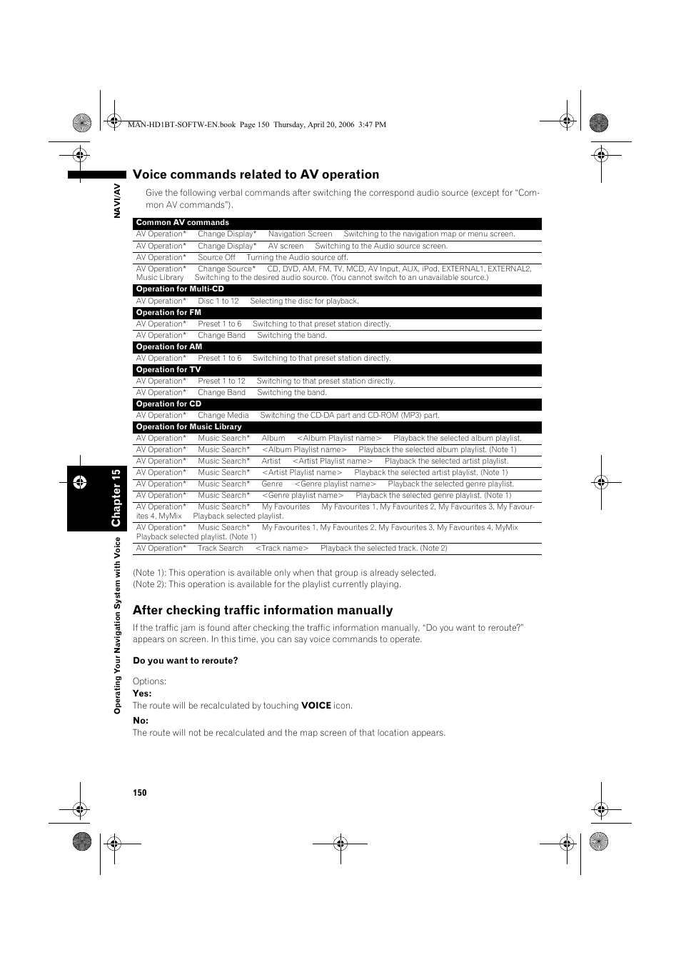 Voice commands related to av operation, After checking traffic information manually | Pioneer AVIC-HD1BT User Manual | Page 152 / 192