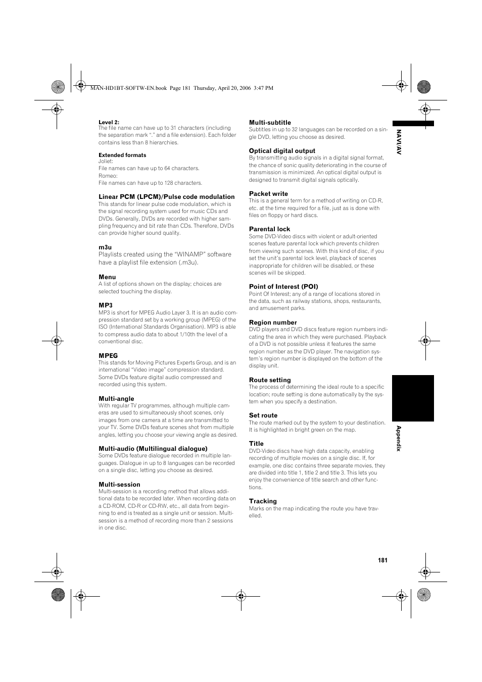 Pioneer AVIC-HD1BT User Manual | Page 183 / 192