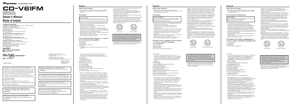Pioneer CD-V61FM User Manual | 4 pages