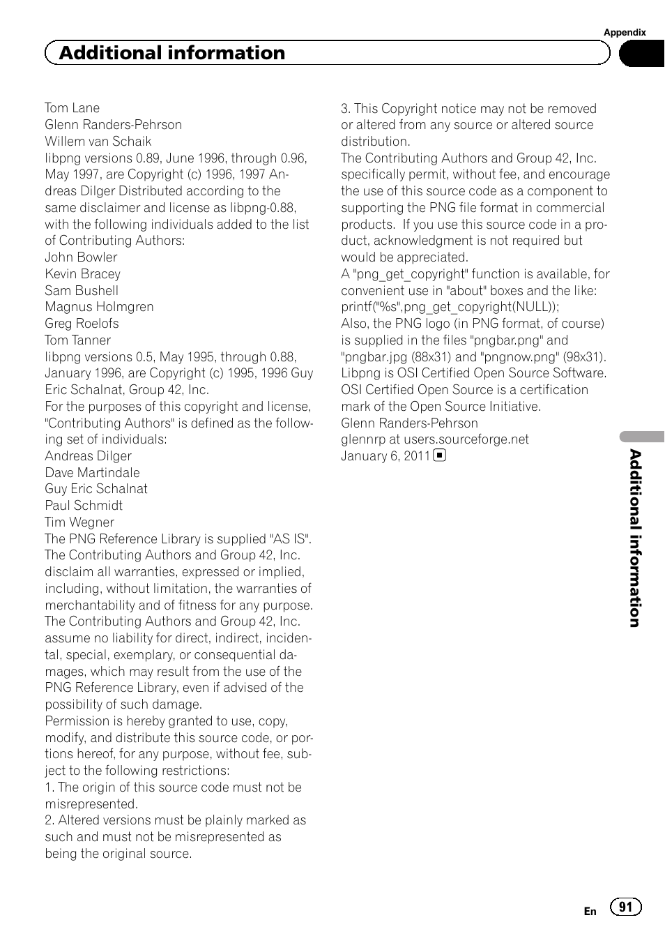 Additional information | Pioneer AVH-X2500BT User Manual | Page 91 / 96