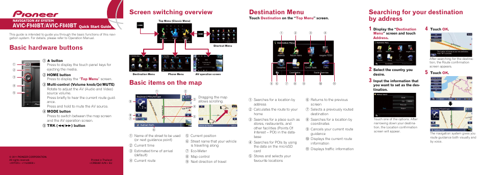 Pioneer AVIC-F940BT User Manual | 2 pages