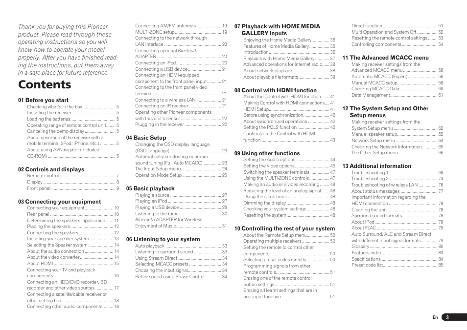 Pioneer VSX-921 User Manual | Page 3 / 92