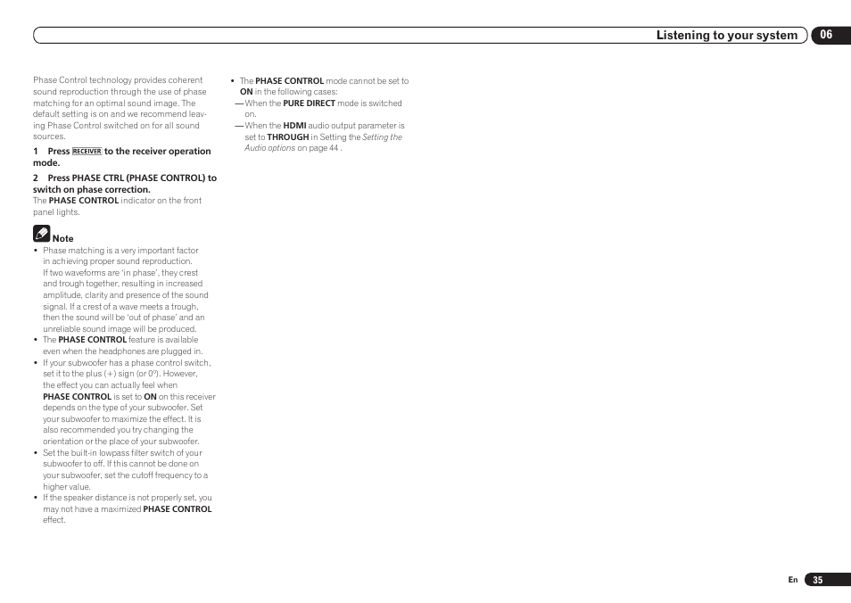 06 listening to your system | Pioneer VSX-921 User Manual | Page 35 / 92