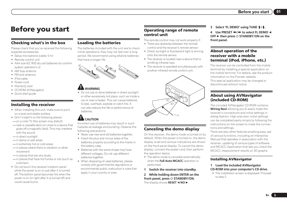 Before you start | Pioneer VSX-921 User Manual | Page 5 / 92