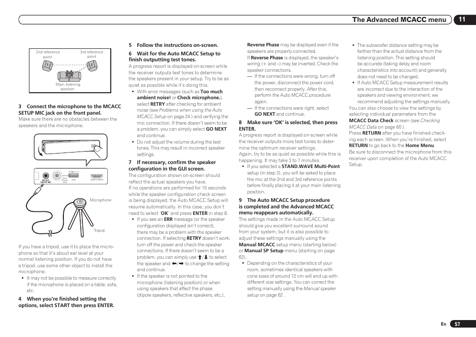 11 the advanced mcacc menu | Pioneer VSX-921 User Manual | Page 57 / 92