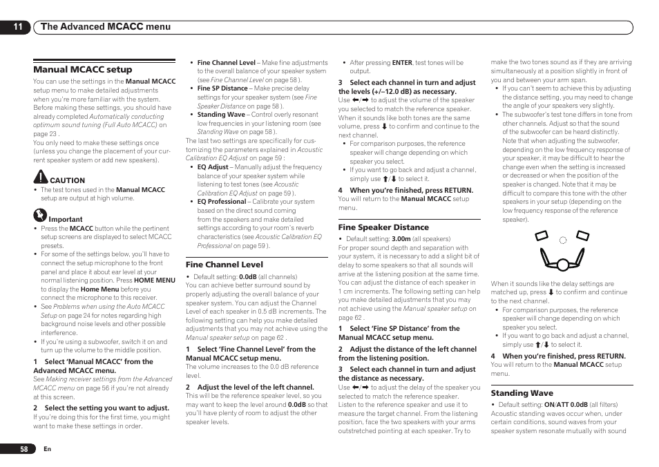 Manual mcacc setup, 11 the advanced mcacc menu manual mcacc setup | Pioneer VSX-921 User Manual | Page 58 / 92