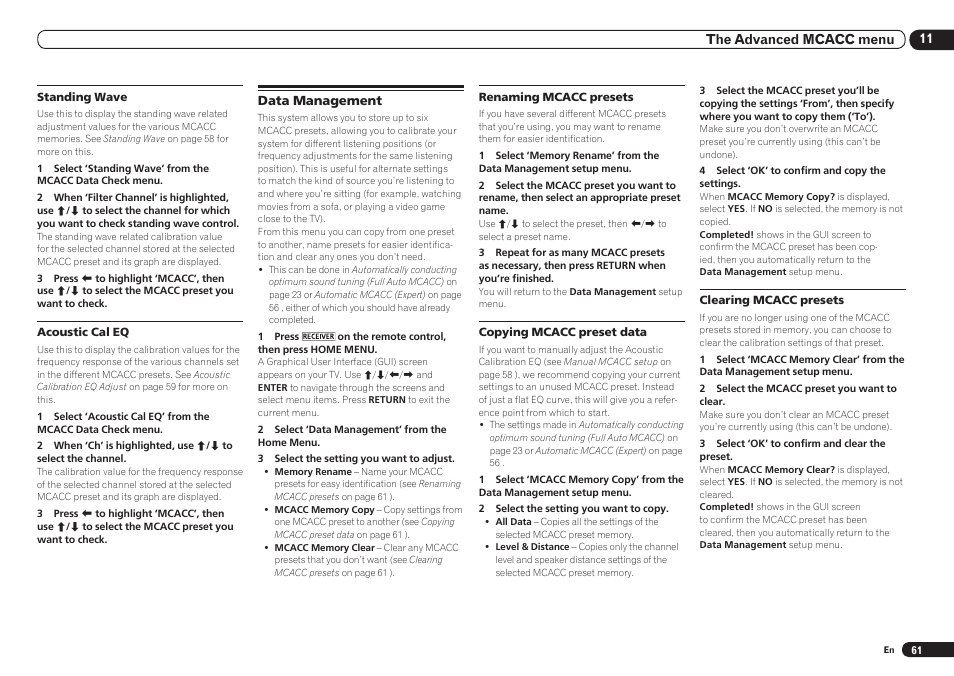 Data management | Pioneer VSX-921 User Manual | Page 61 / 92