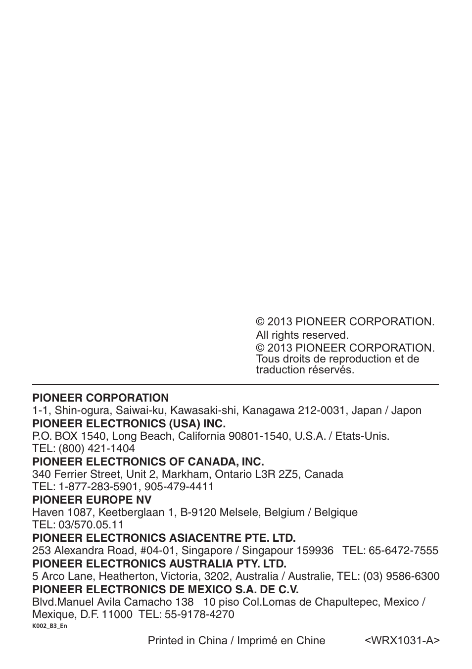 Pioneer VMR-M770 User Manual | Page 52 / 52