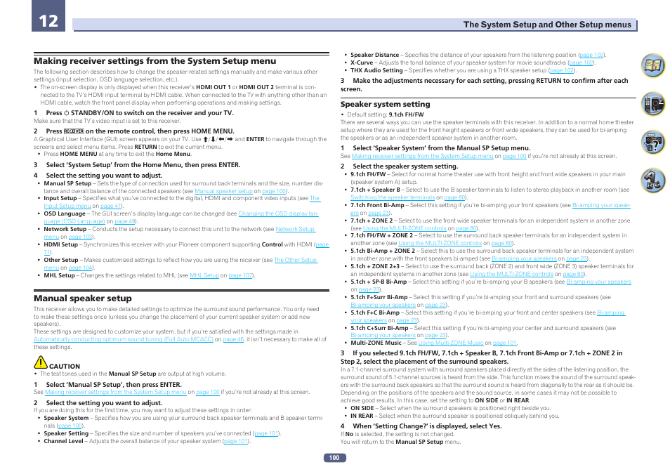 12 the system setup and other setup menus | Pioneer SC-LX77-K User Manual | Page 100 / 139