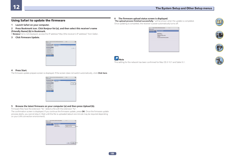 Using safari to update the firmware | Pioneer SC-LX77-K User Manual | Page 109 / 139