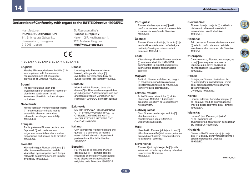 Pioneer SC-LX77-K User Manual | Page 128 / 139