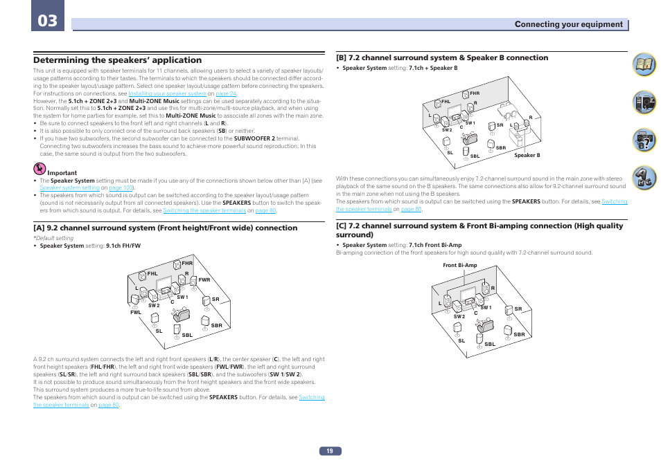 Determining the speakers’ application | Pioneer SC-LX77-K User Manual | Page 19 / 139