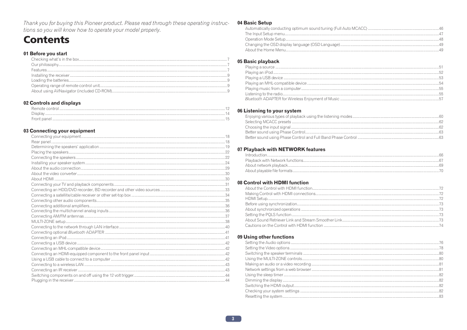 Pioneer SC-LX77-K User Manual | Page 3 / 139
