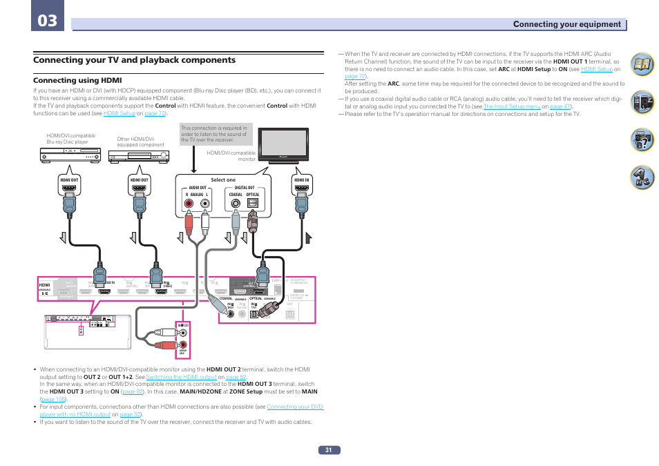 Connecting your tv and playback components | Pioneer SC-LX77-K User Manual | Page 31 / 139