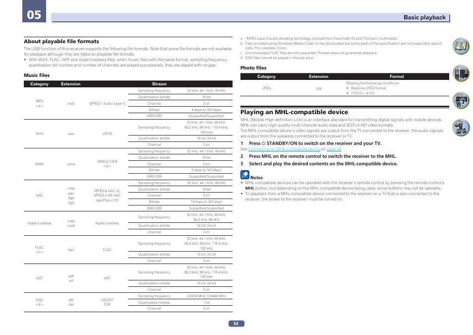 Playing an mhl-compatible device | Pioneer SC-LX77-K User Manual | Page 54 / 139