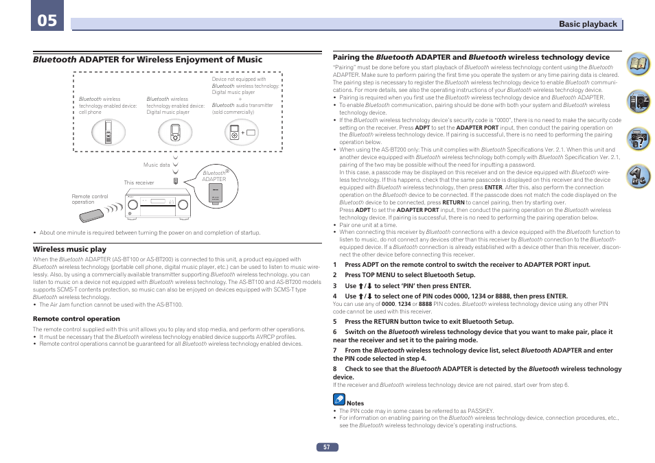 Bluetooth adapter for wireless enjoyment of music | Pioneer SC-LX77-K User Manual | Page 57 / 139