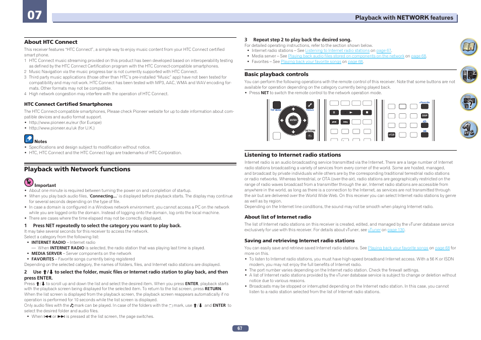Playback with network functions | Pioneer SC-LX77-K User Manual | Page 67 / 139