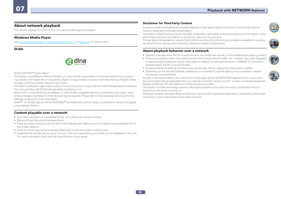 About network playback | Pioneer SC-LX77-K User Manual | Page 69 / 139