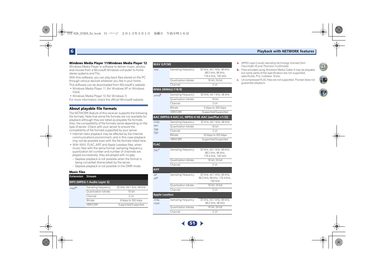 About playable file formats | Pioneer VSX-828-K User Manual | Page 51 / 71