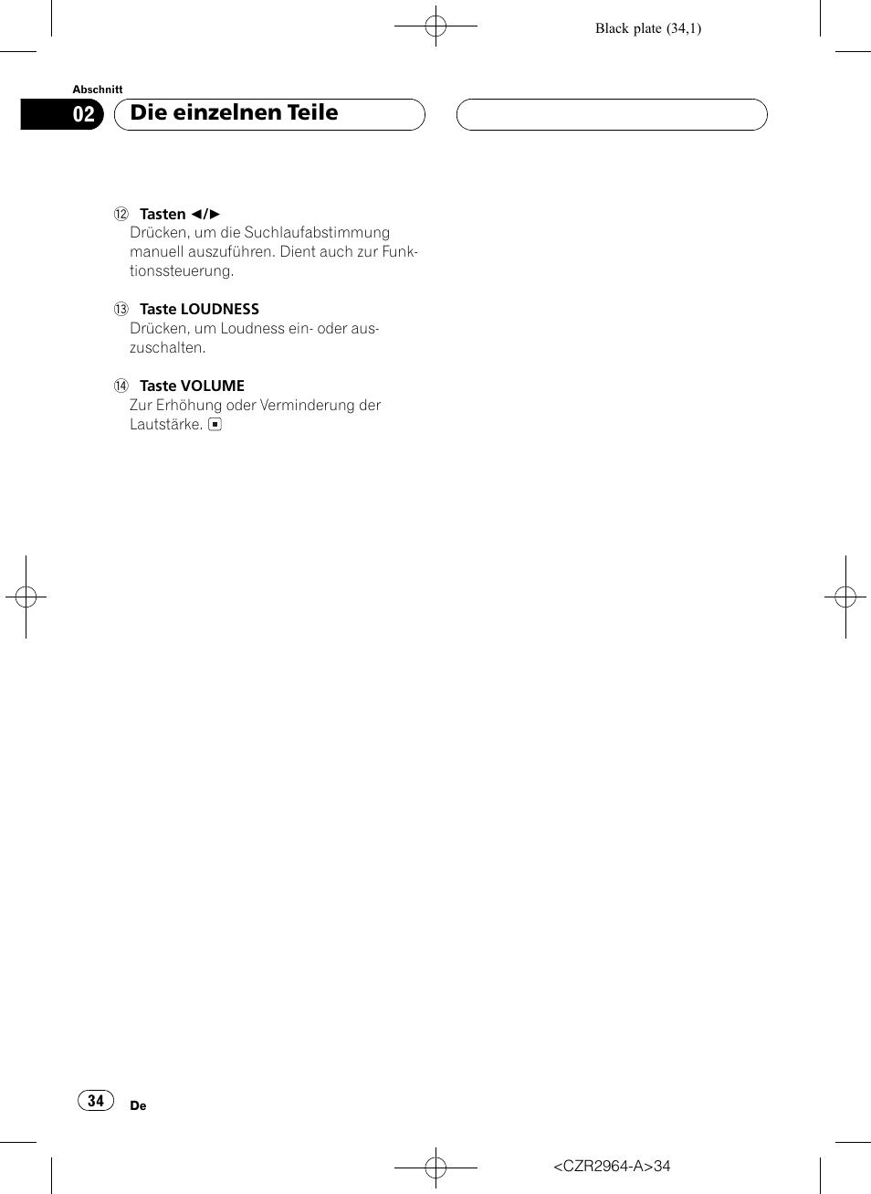 Die einzelnen teile | Pioneer KEH-1033 User Manual | Page 34 / 92