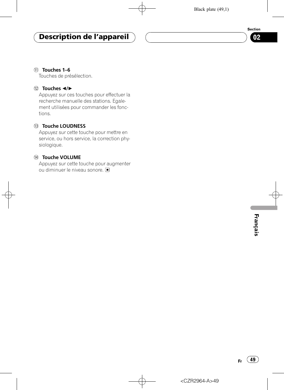 Description de lappareil | Pioneer KEH-1033 User Manual | Page 49 / 92