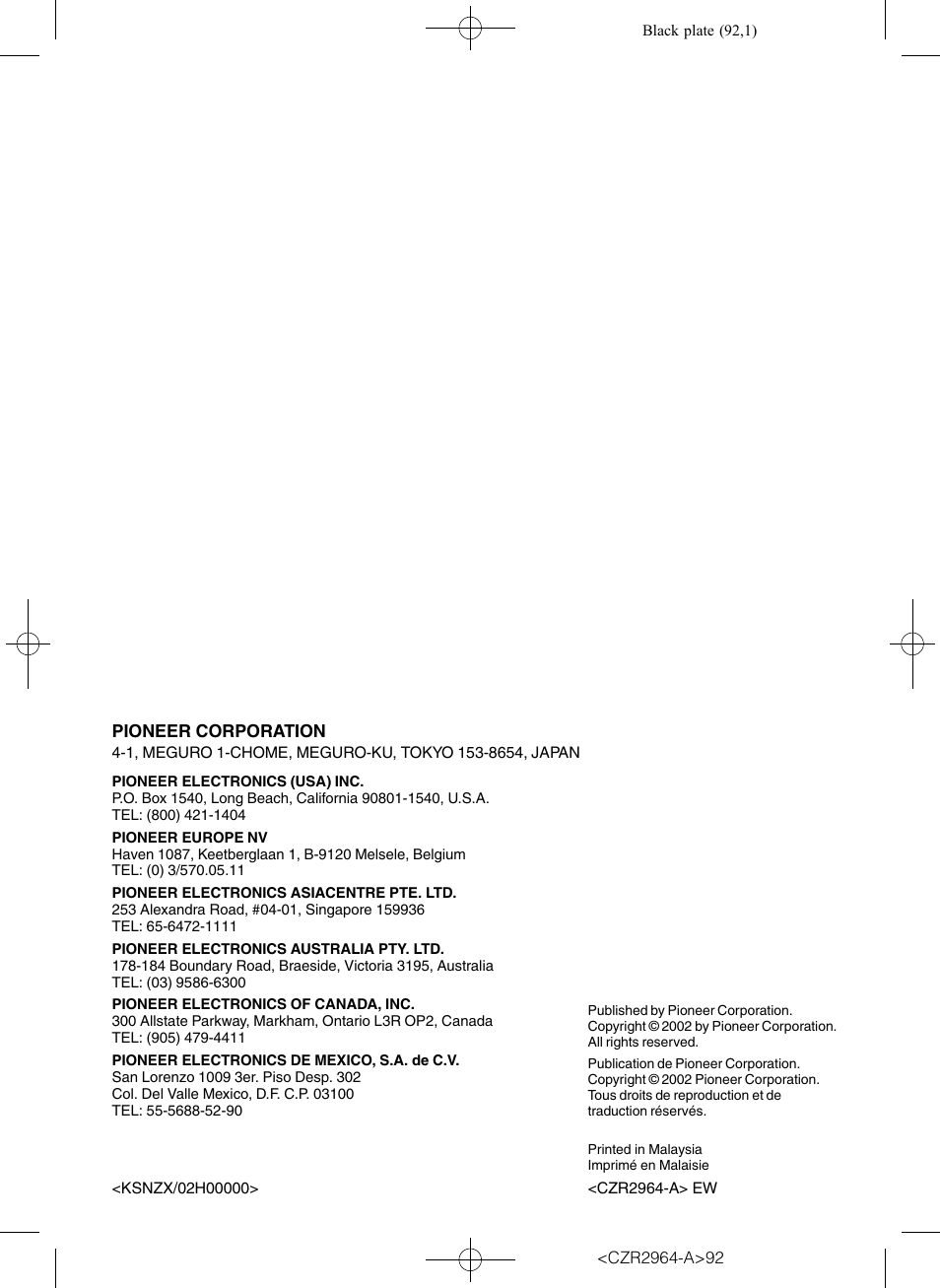 Pioneer KEH-1033 User Manual | Page 92 / 92