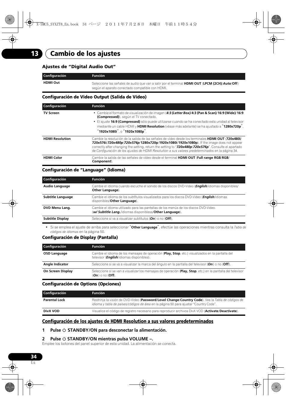 Cambio de los ajustes 13 | Pioneer X-SMC5-K User Manual | Page 142 / 168