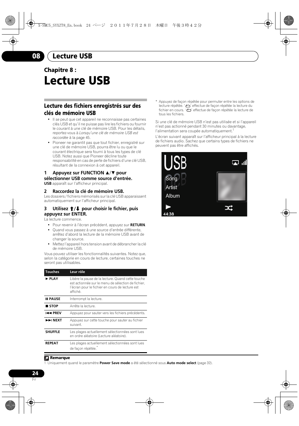 Lecture usb, Lecture usb 08, Chapitre 8 | Song artist album | Pioneer X-SMC5-K User Manual | Page 78 / 168