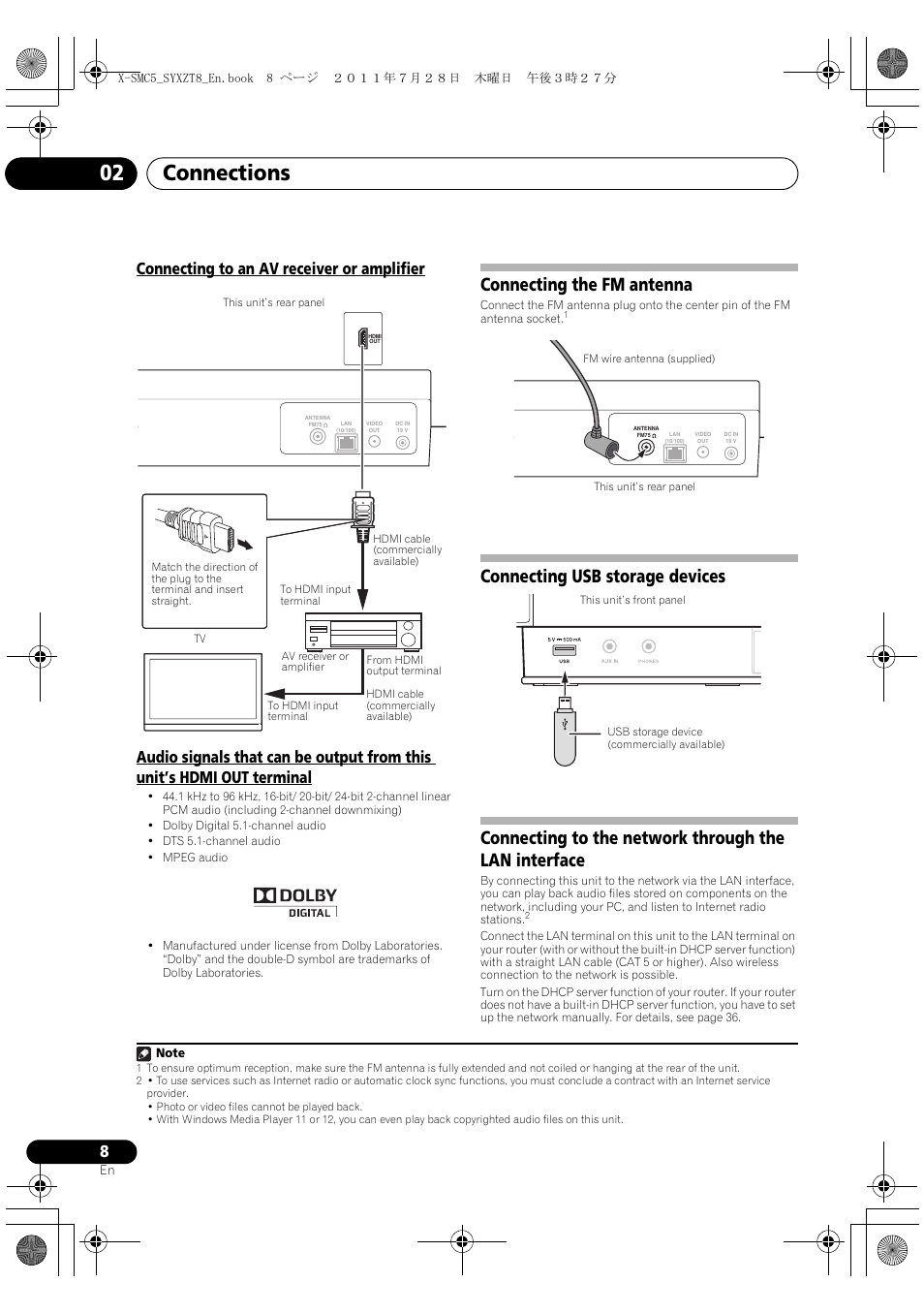 Connections 02, Connecting the fm antenna | Pioneer X-SMC5-K User Manual | Page 8 / 168