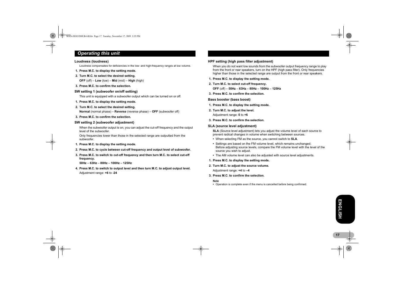 Operating this unit | Pioneer DEH-3200UB User Manual | Page 17 / 28
