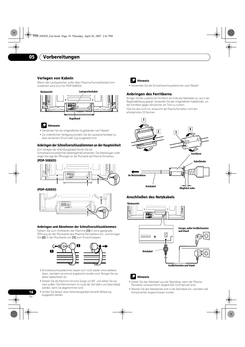 Vorbereitungen 05 | Pioneer PDP-428XD User Manual | Page 190 / 260