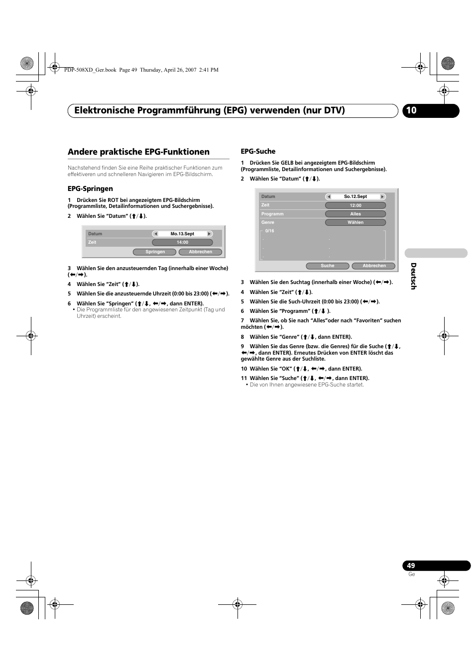 Andere praktische epg-funktionen | Pioneer PDP-428XD User Manual | Page 221 / 260