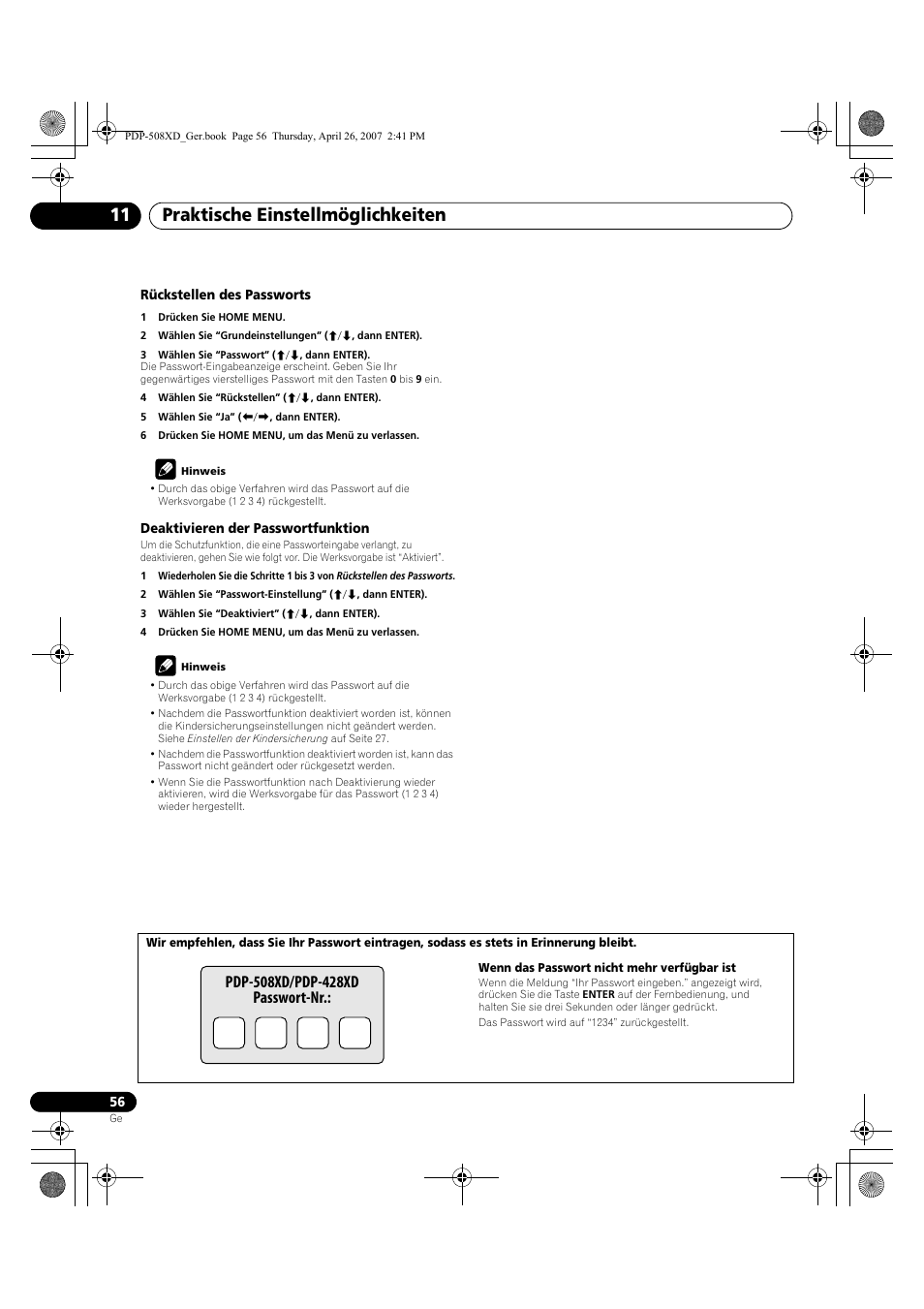 Praktische einstellmöglichkeiten 11 | Pioneer PDP-428XD User Manual | Page 228 / 260