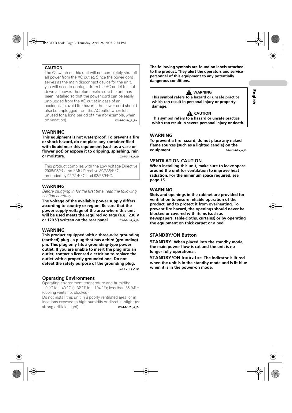Pioneer PDP-428XD User Manual | Page 3 / 260