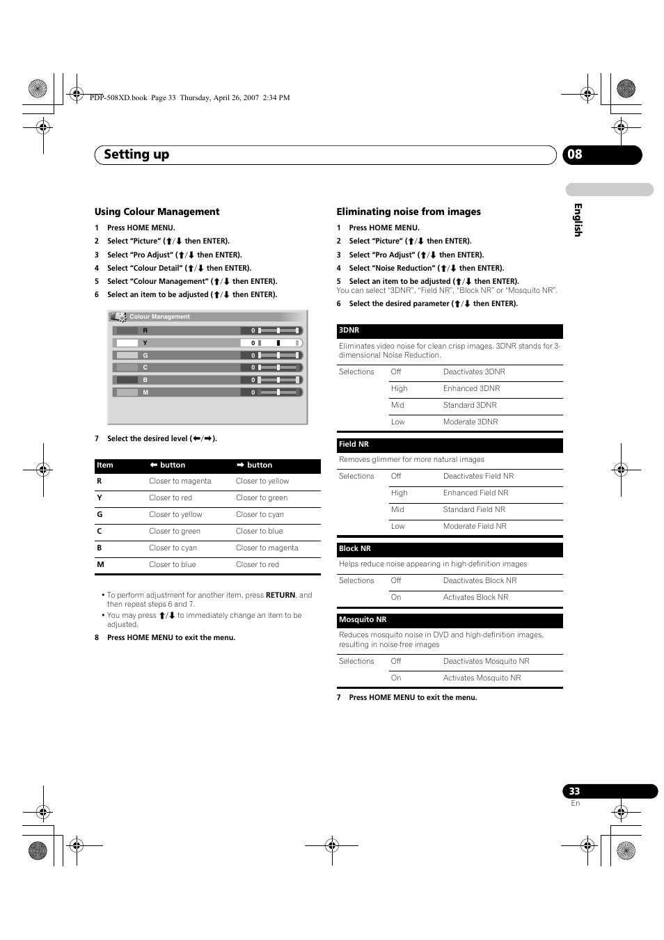 Setting up 08 | Pioneer PDP-428XD User Manual | Page 33 / 260