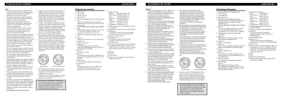Conexión de las unidades, Español, Anschließen der geräte | Deutsch, Diagrama de conexión, Verbindungs-diagramm | Pioneer DEH-2800MPB User Manual | Page 4 / 6