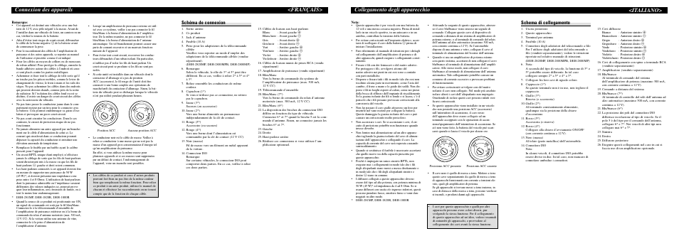 Français> connexion des appareils, Collegamento degli apparecchio, Italiano | Schéma de connexion, Schema di collegamento | Pioneer DEH-2800MPB User Manual | Page 5 / 6