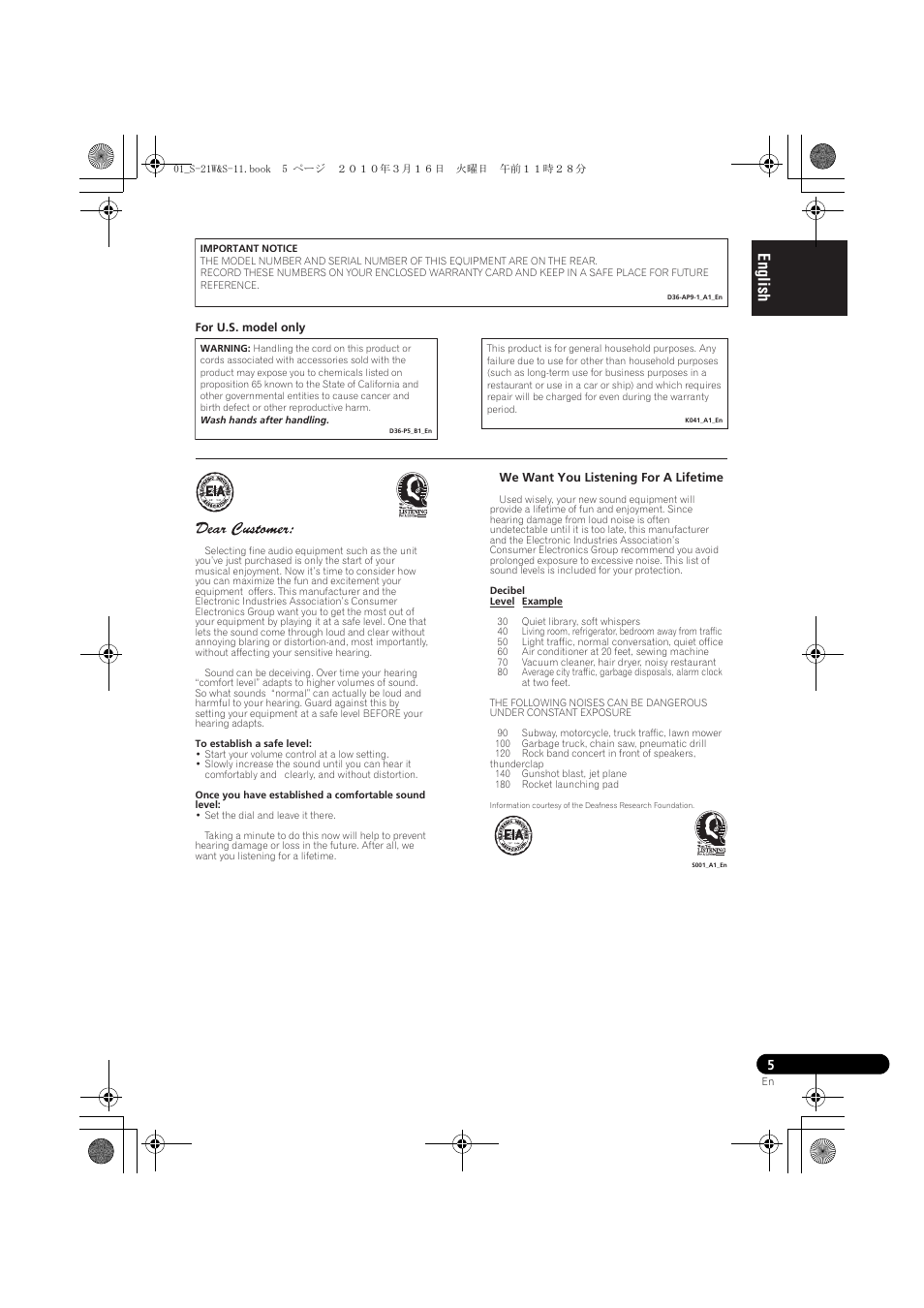 Pioneer S-HS100 User Manual | Page 5 / 112