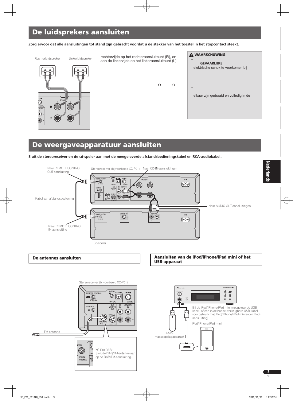 De luidsprekers aansluiten, De weergaveapparatuur aansluiten | Pioneer P1-S User Manual | Page 23 / 32