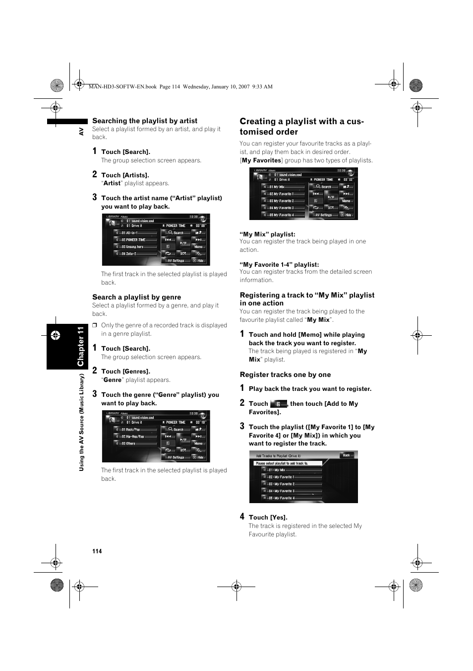 Creating a playlist with a cus- tomised order | Pioneer AVIC-HD3 User Manual | Page 116 / 202