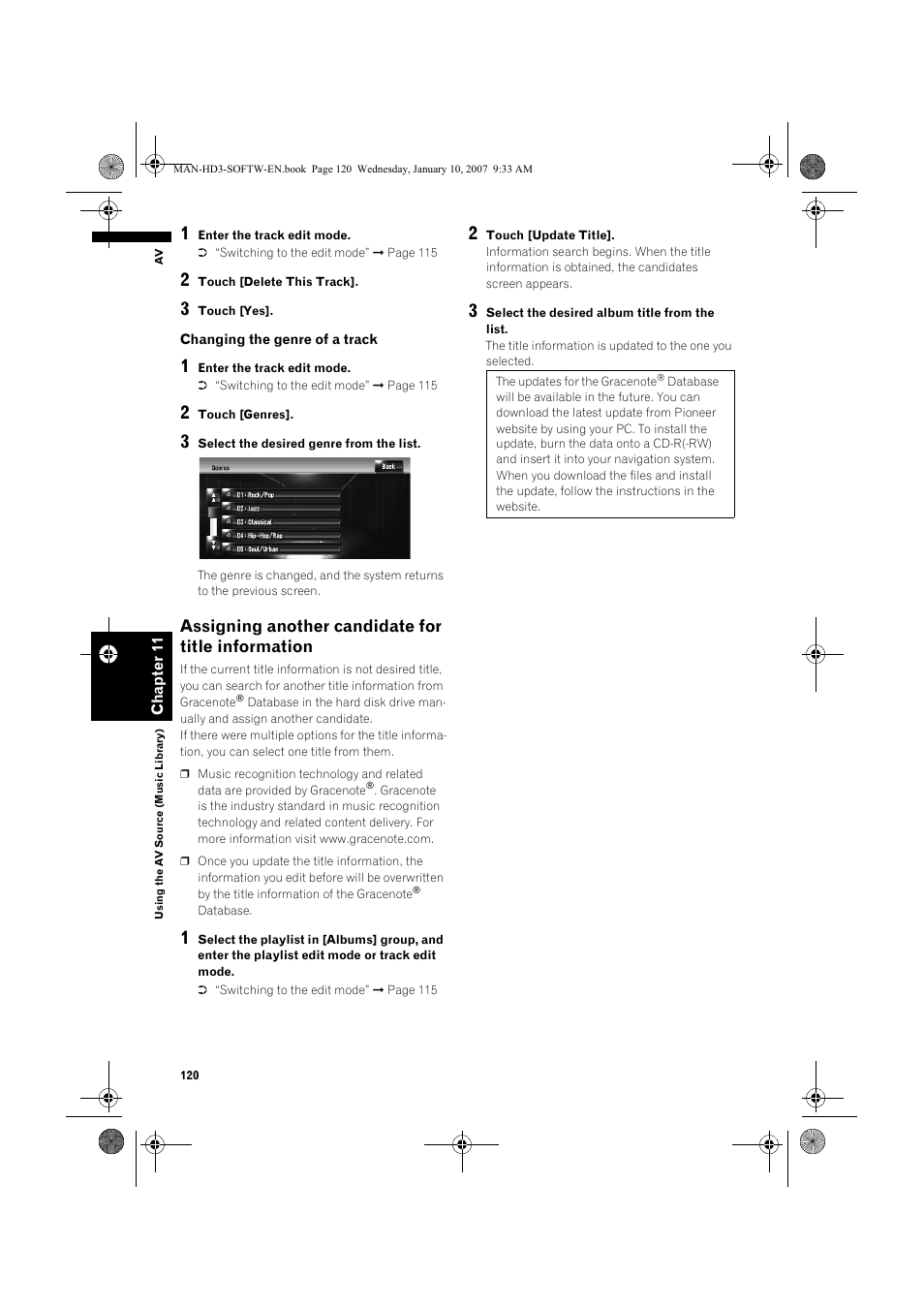 Assigning another candidate for title information | Pioneer AVIC-HD3 User Manual | Page 122 / 202