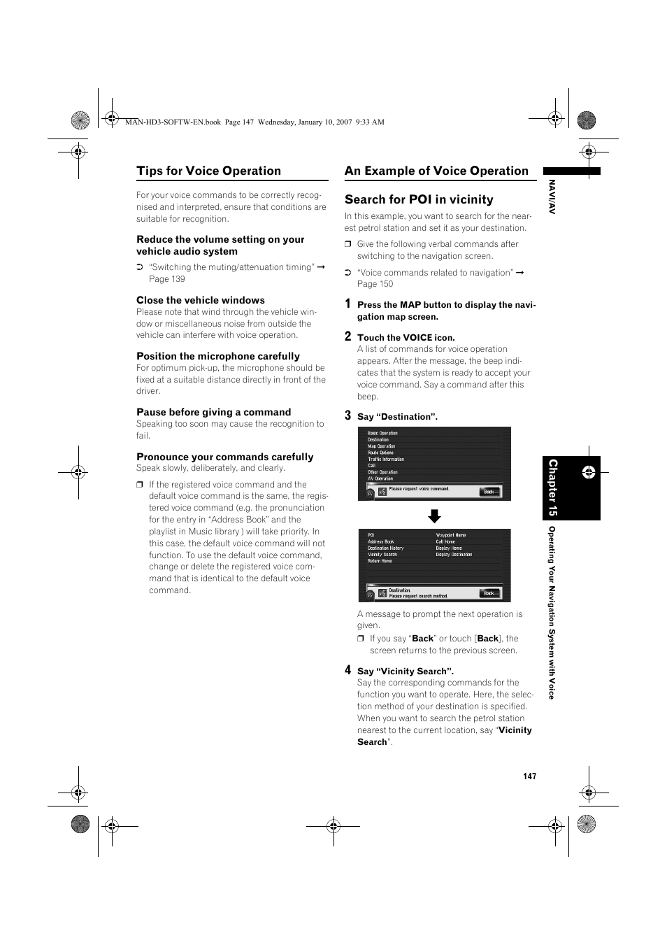 Tips for voice operation | Pioneer AVIC-HD3 User Manual | Page 149 / 202