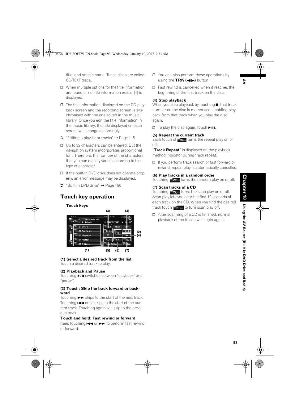 Touch key operation | Pioneer AVIC-HD3 User Manual | Page 95 / 202