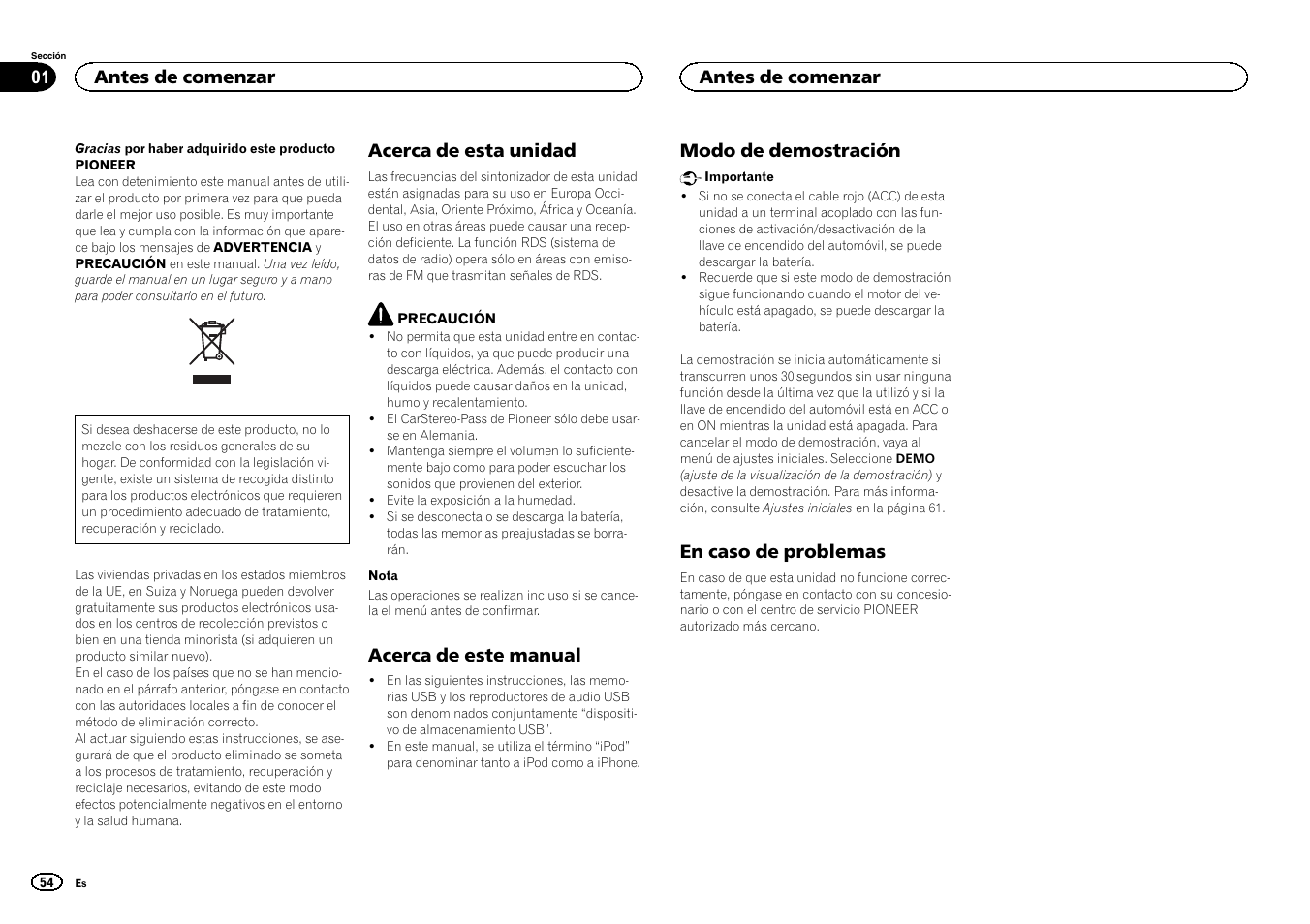 Español | Pioneer MVH-1400UB User Manual | Page 54 / 124