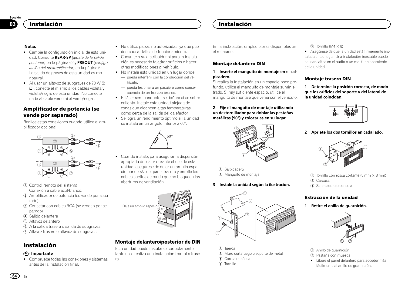 Instalación | Pioneer MVH-1400UB User Manual | Page 64 / 124