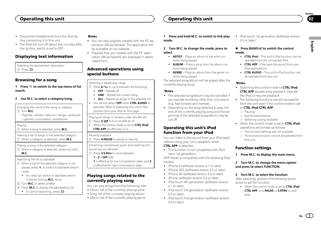 Operating this unit | Pioneer MVH-1400UB User Manual | Page 7 / 124