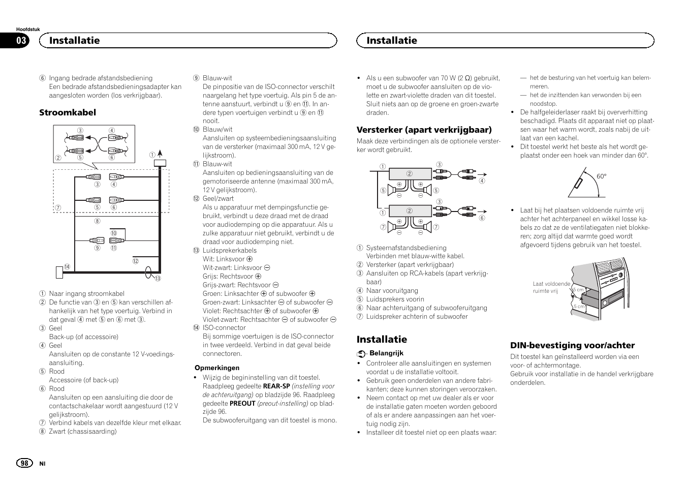 Installatie | Pioneer MVH-1400UB User Manual | Page 98 / 124