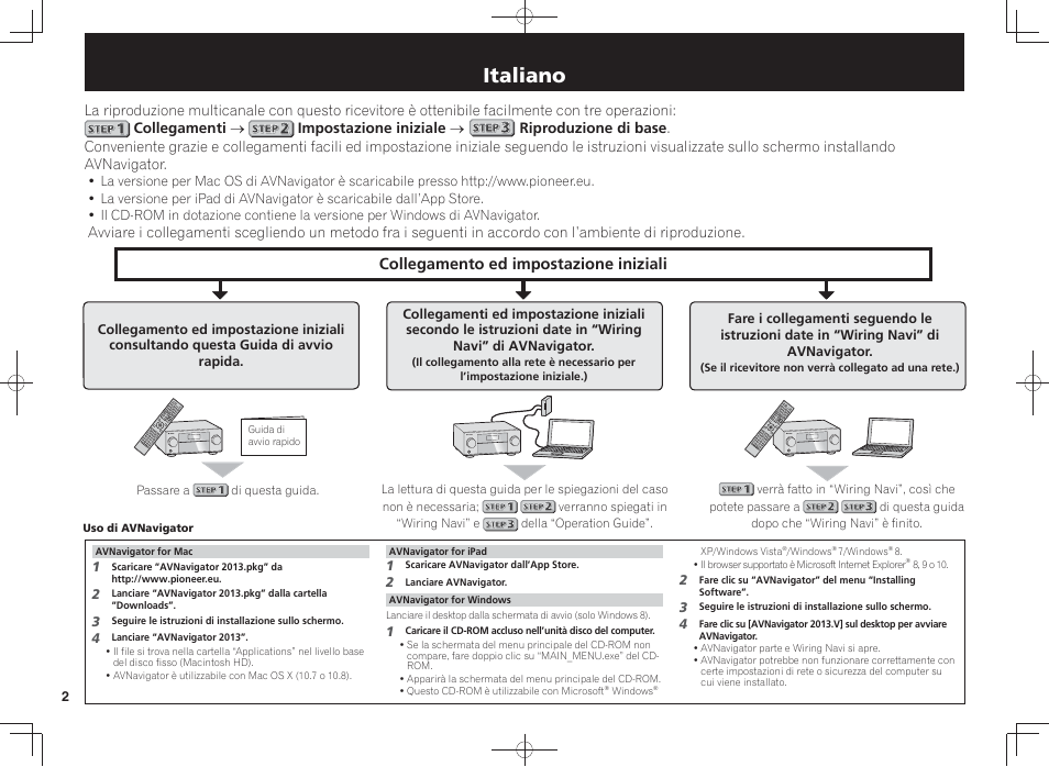 Sintoamplificatore av, Guida di avvio rapido, Italiano | Collegamento ed impostazione iniziali | Pioneer SC-LX87-S User Manual | Page 20 / 48