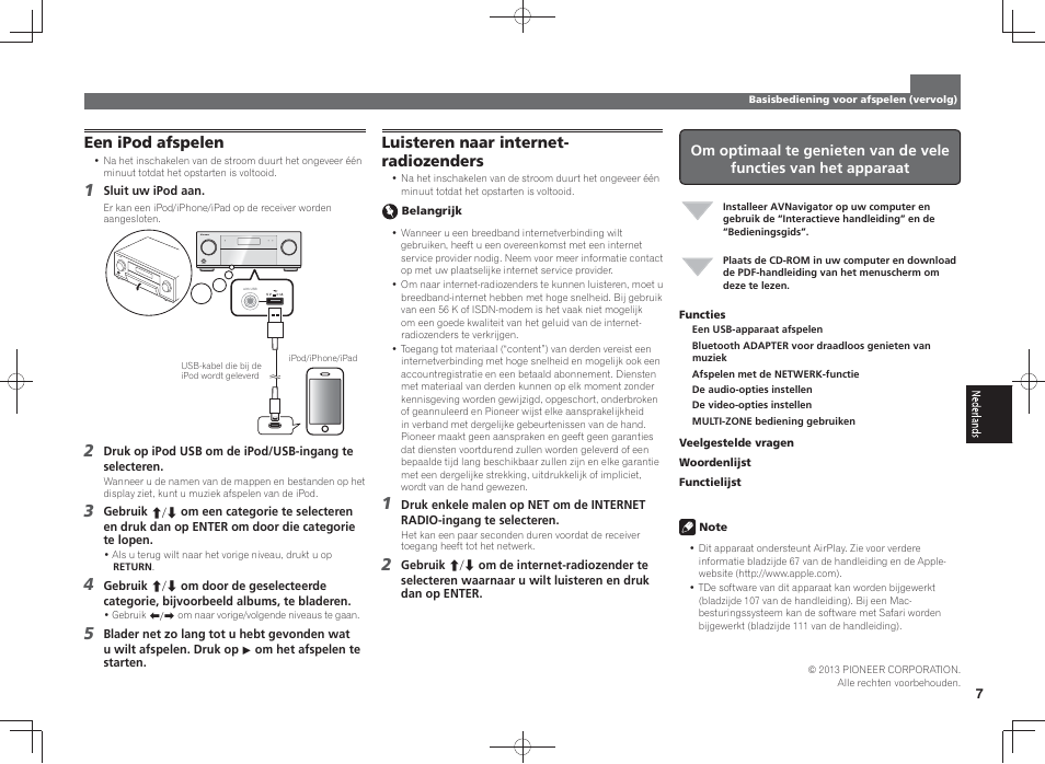 Een ipod afspelen, Luisteren naar internet- radiozenders | Pioneer SC-LX87-S User Manual | Page 31 / 48