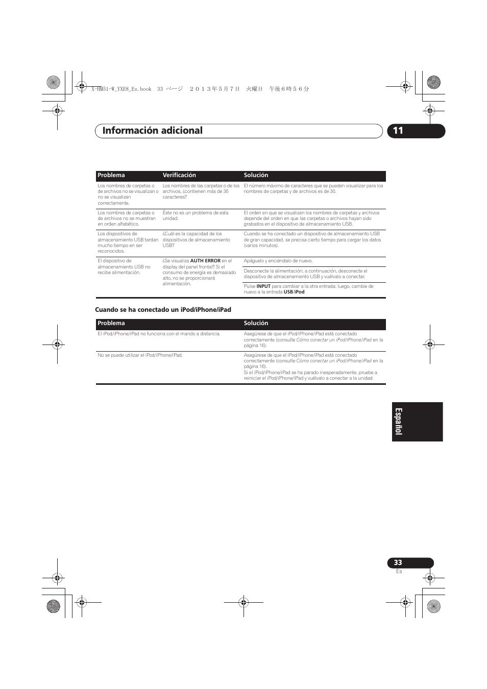Información adicional 11 | Pioneer X-HM51-W User Manual | Page 213 / 220